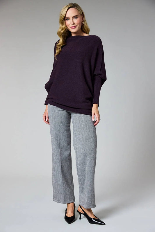 Deck Wide Leg Herringbone Trousers - Light Grey