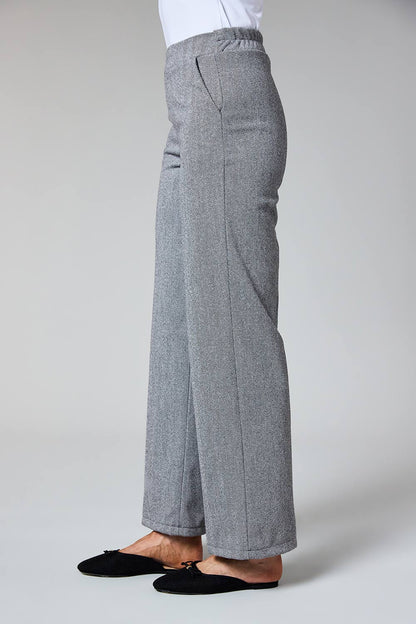 Deck Wide Leg Herringbone Trousers - Light Grey