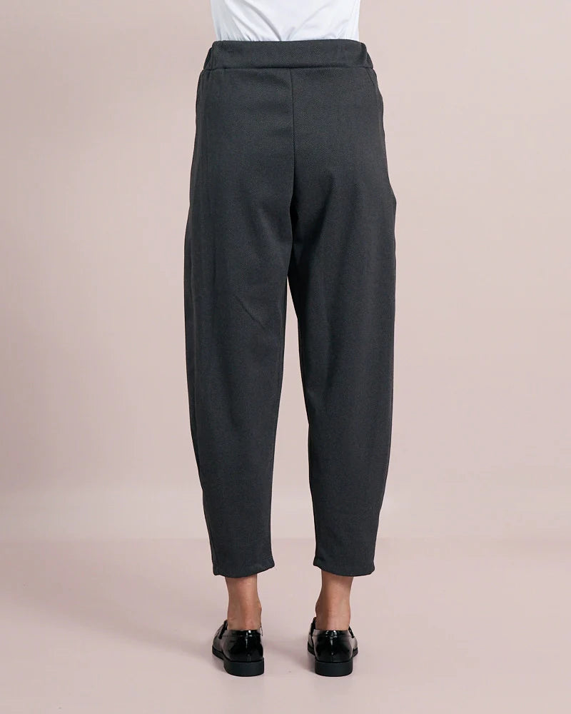 Deck Herringbone Barrel Trousers - Grigio