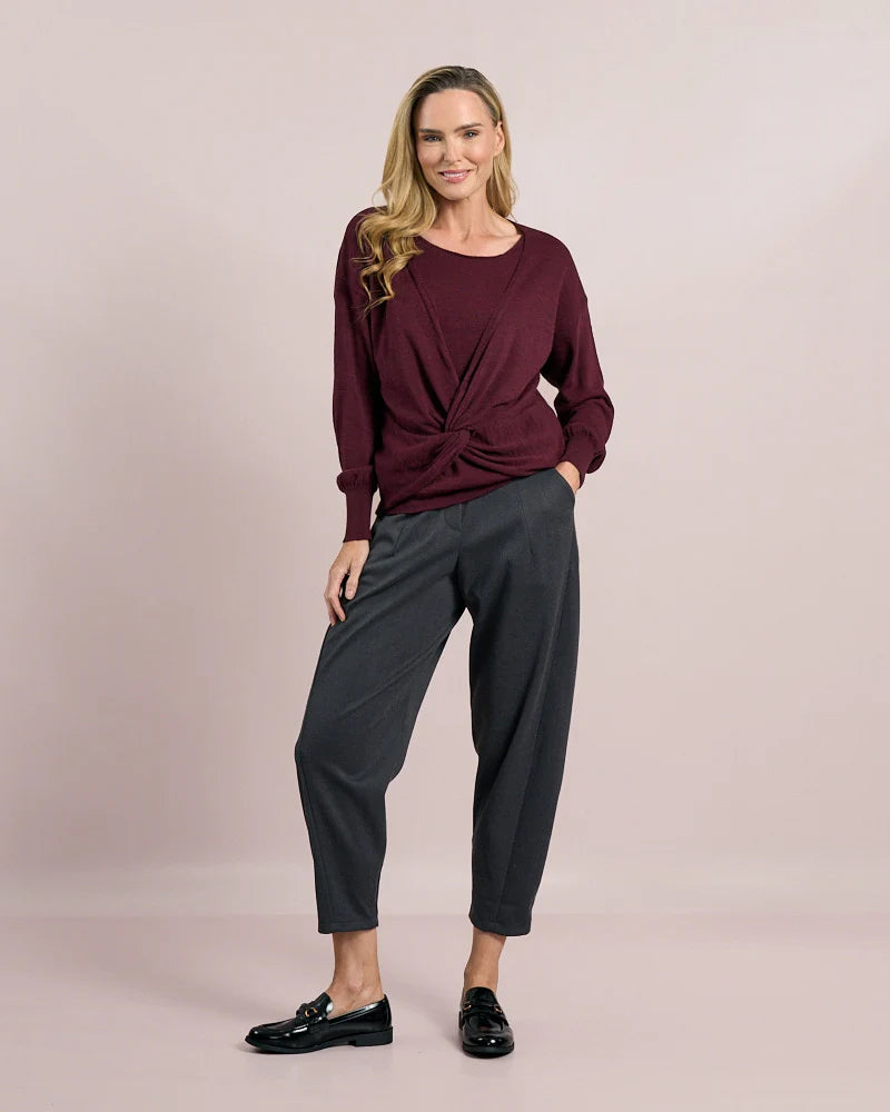 Deck Herringbone Barrel Trousers - Grigio