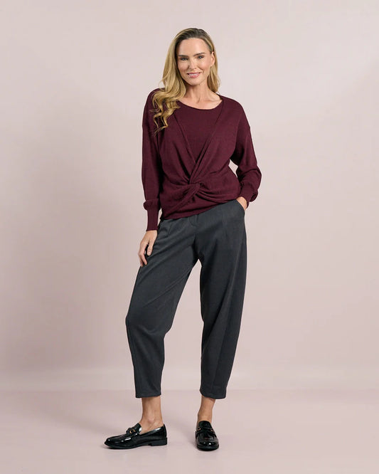 Deck Herringbone Barrel Trousers - Grigio