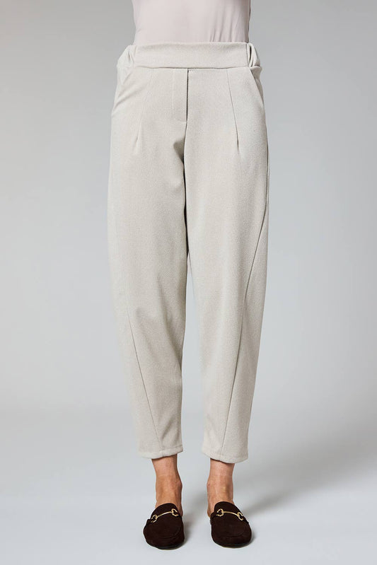 Deck Herringbone Barrel Trousers - Beige
