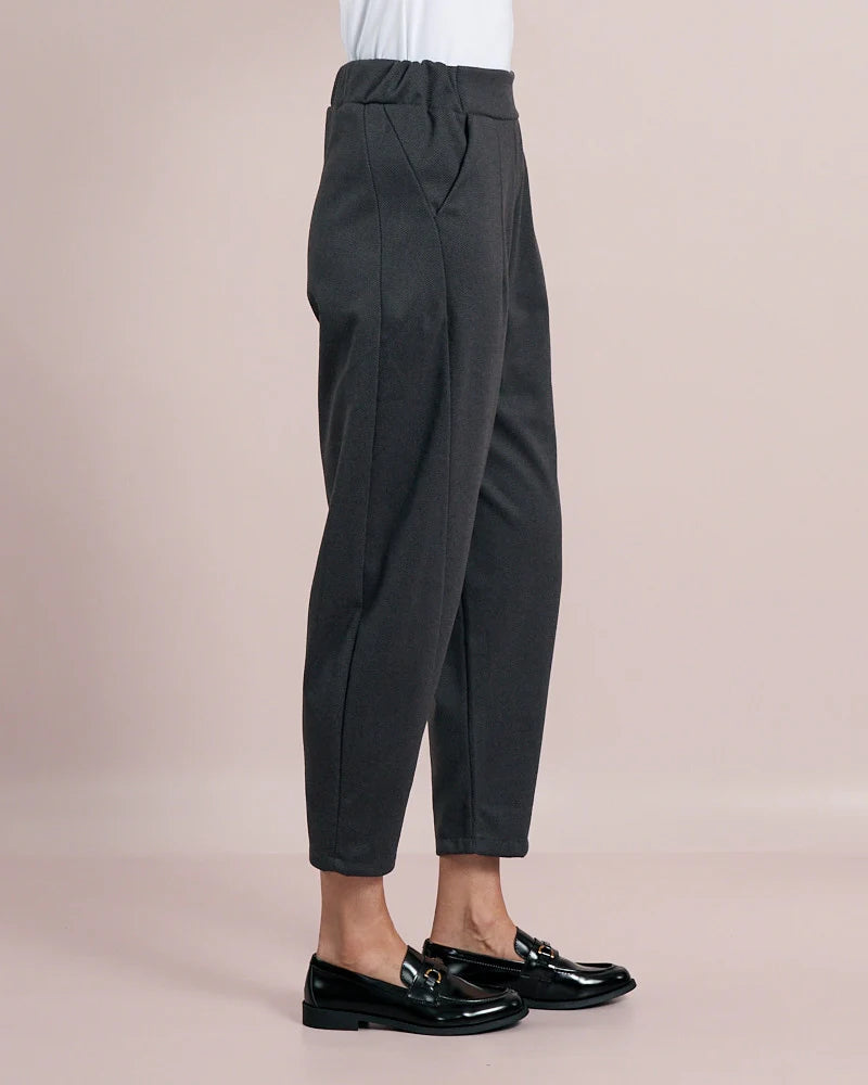 Deck Herringbone Barrel Trousers - Grigio