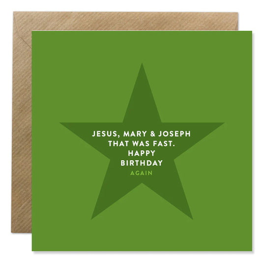 Bold Bunny Card - Jesus Mary & Joseph Happy Birthday Again