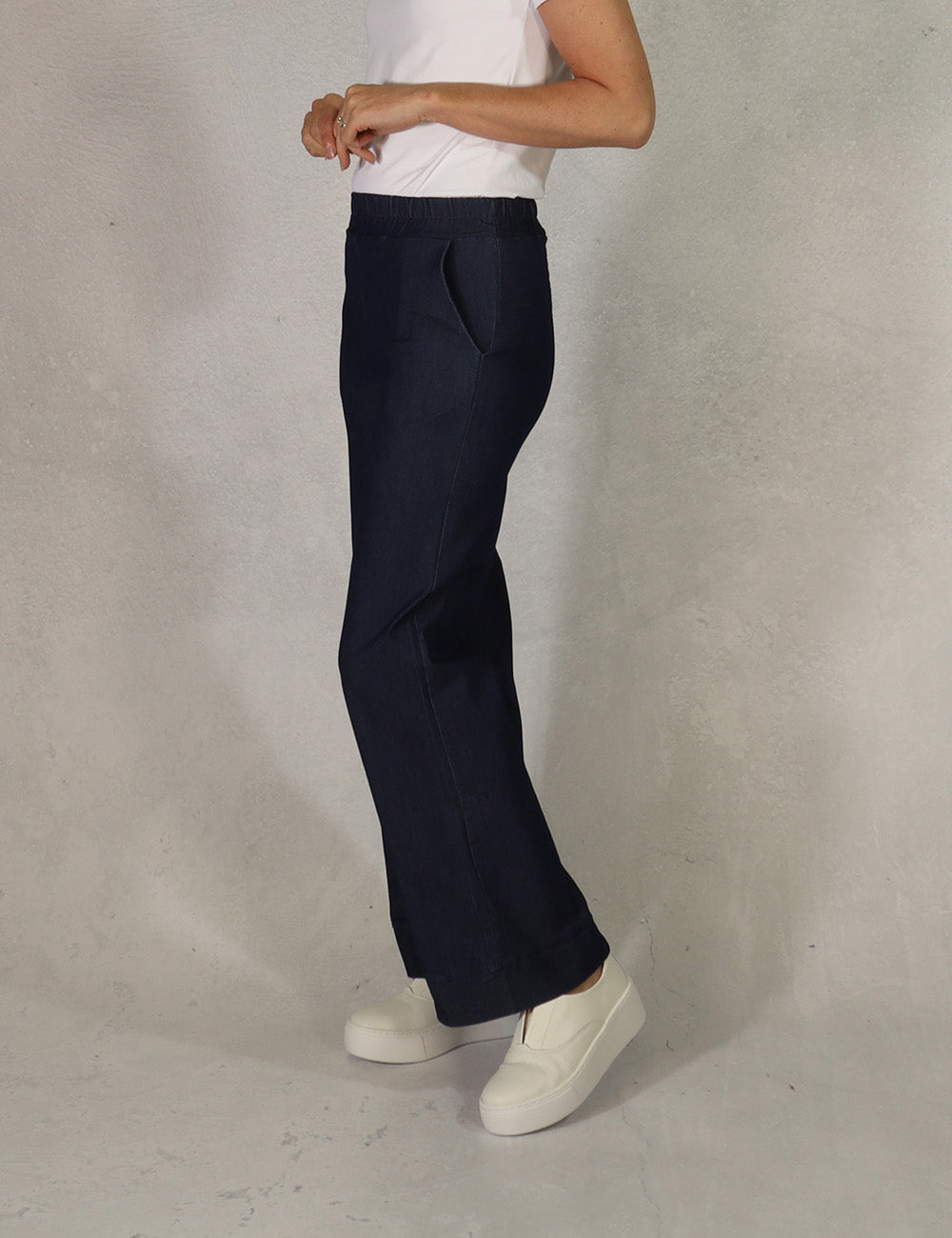 Deck Wide Leg Denim Trousers - Dark Wash