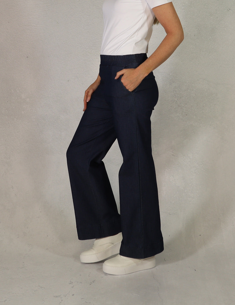 Deck Wide Leg Denim Trousers - Dark Wash