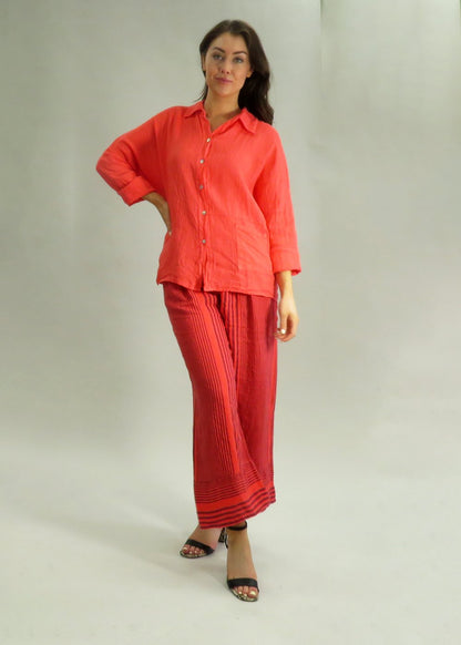 Deck Linen Shirt - Coral