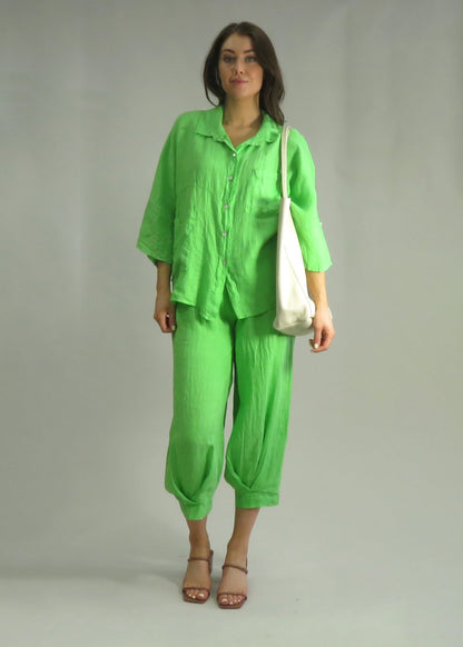 Deck Linen Trousers - Lime Green