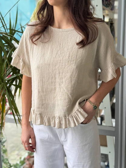 Deck Frill Top - Beige