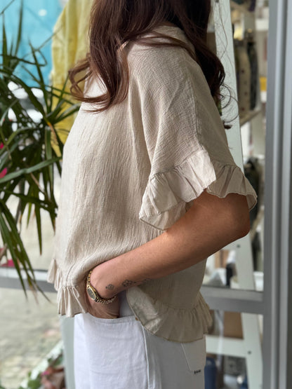 Deck Frill Top - Beige