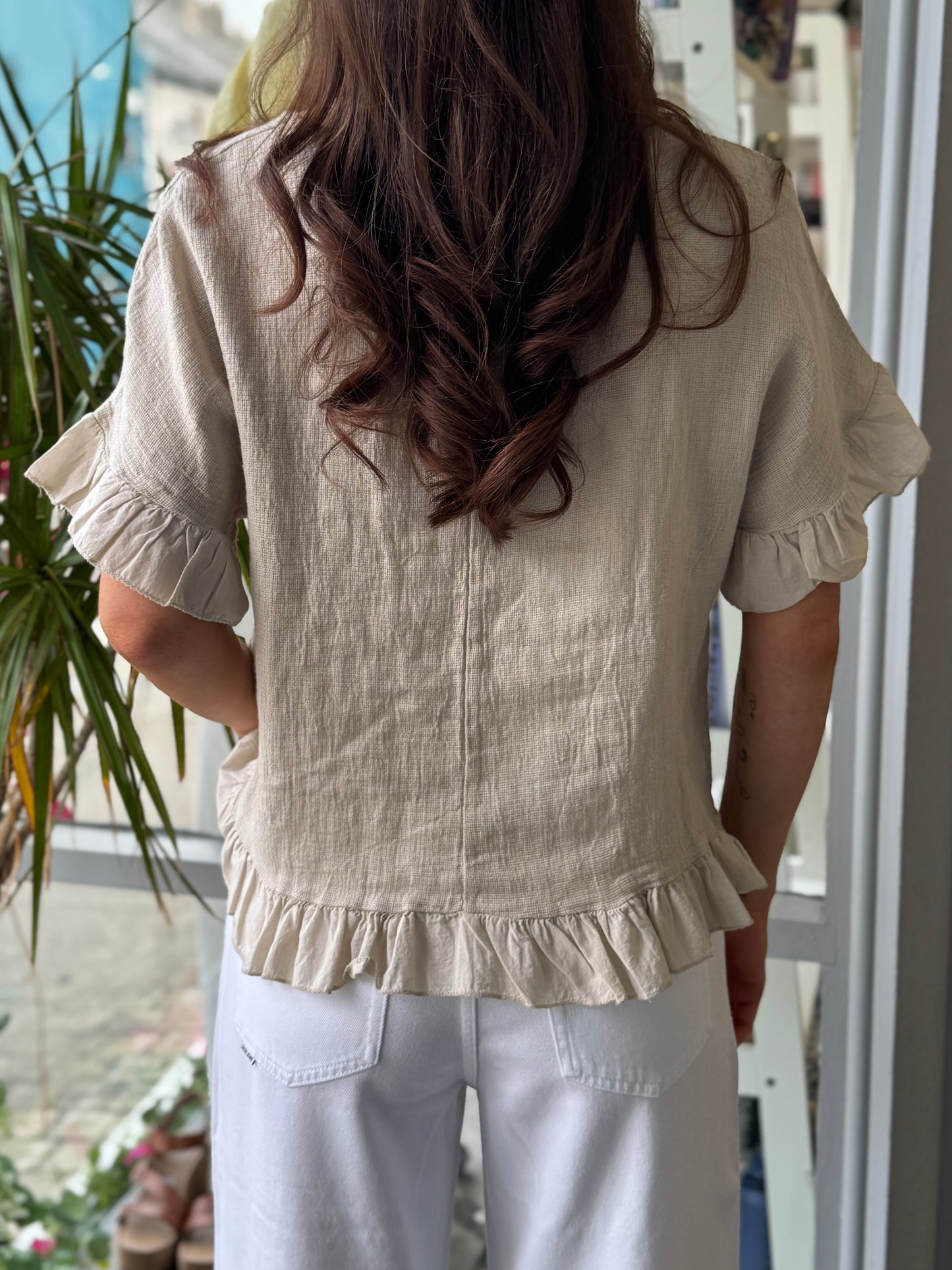 Deck Frill Top - Beige