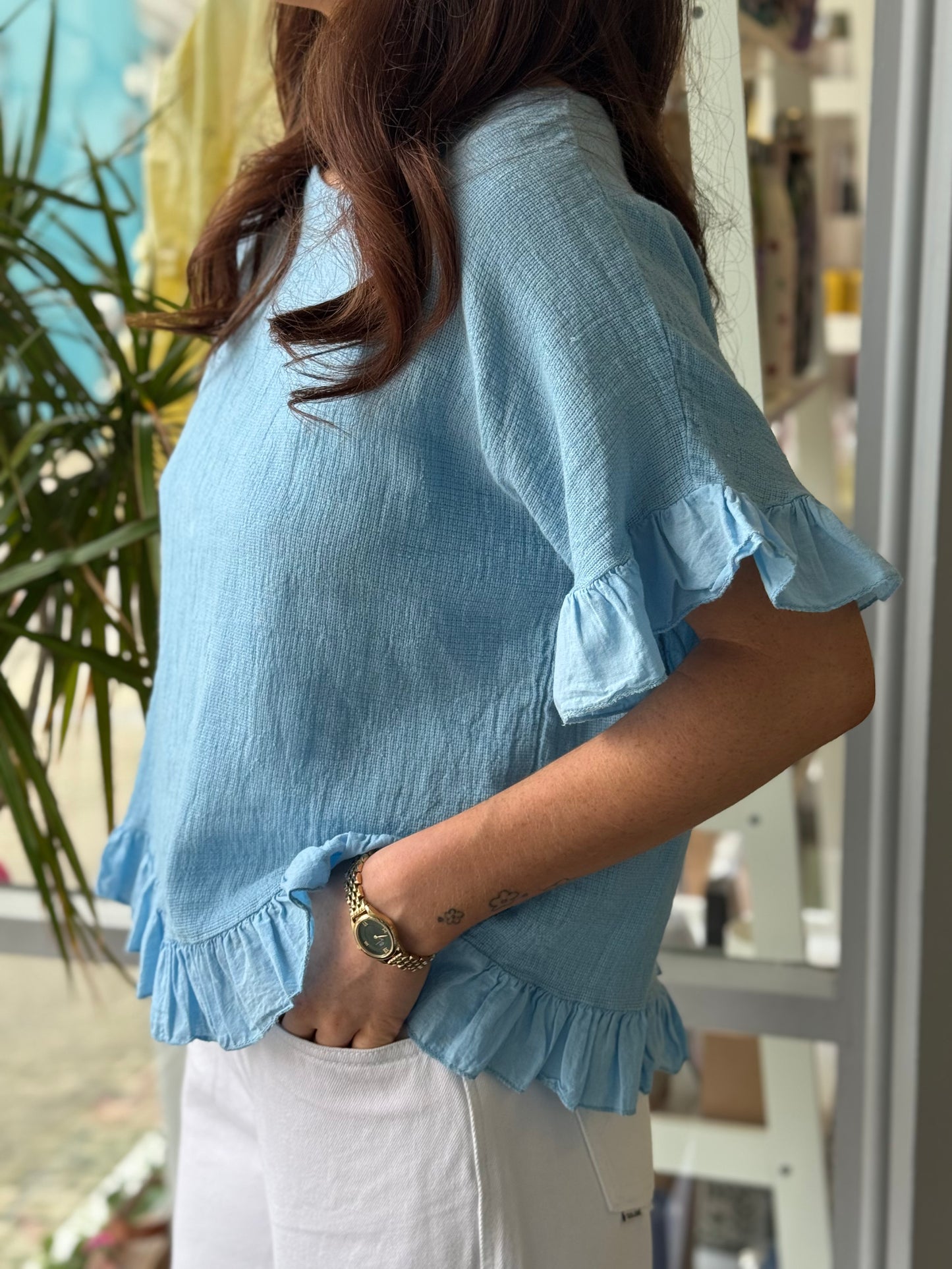 Deck Frill Top - Sky
