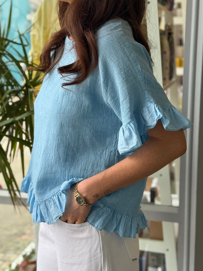 Deck Frill Top - Sky
