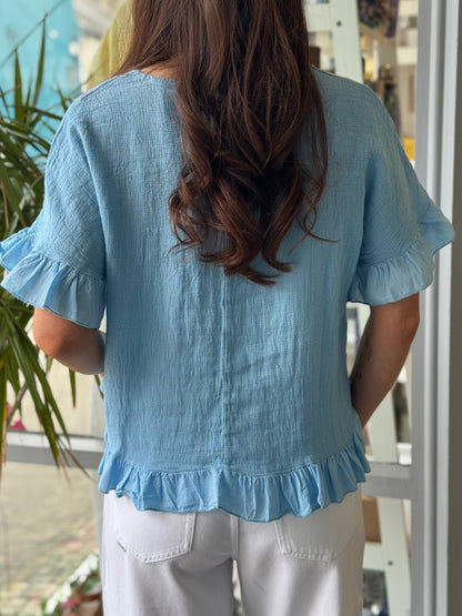 Deck Frill Top - Sky
