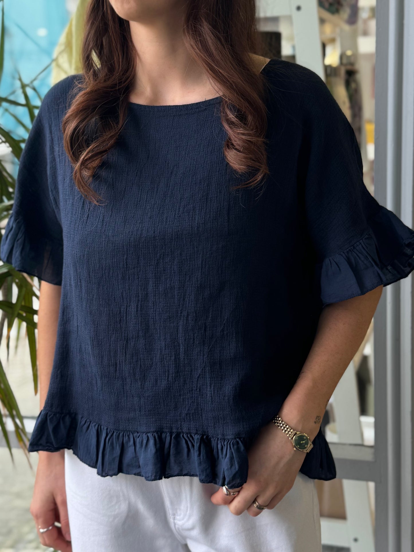 Deck Frill Top - Navy