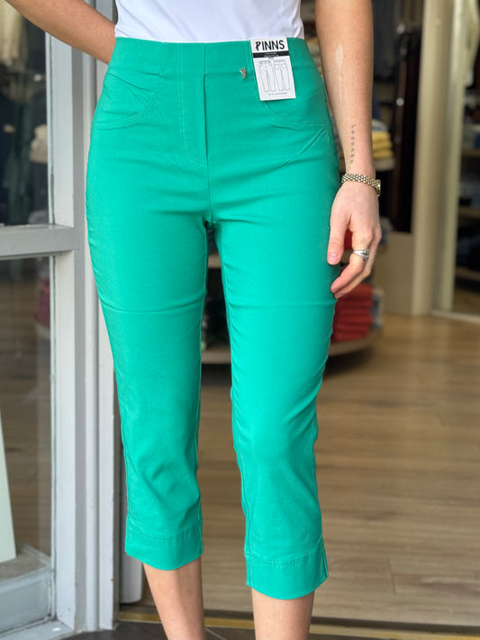 Pinns Rose Bengaline Crop Trouser - Emerald Green