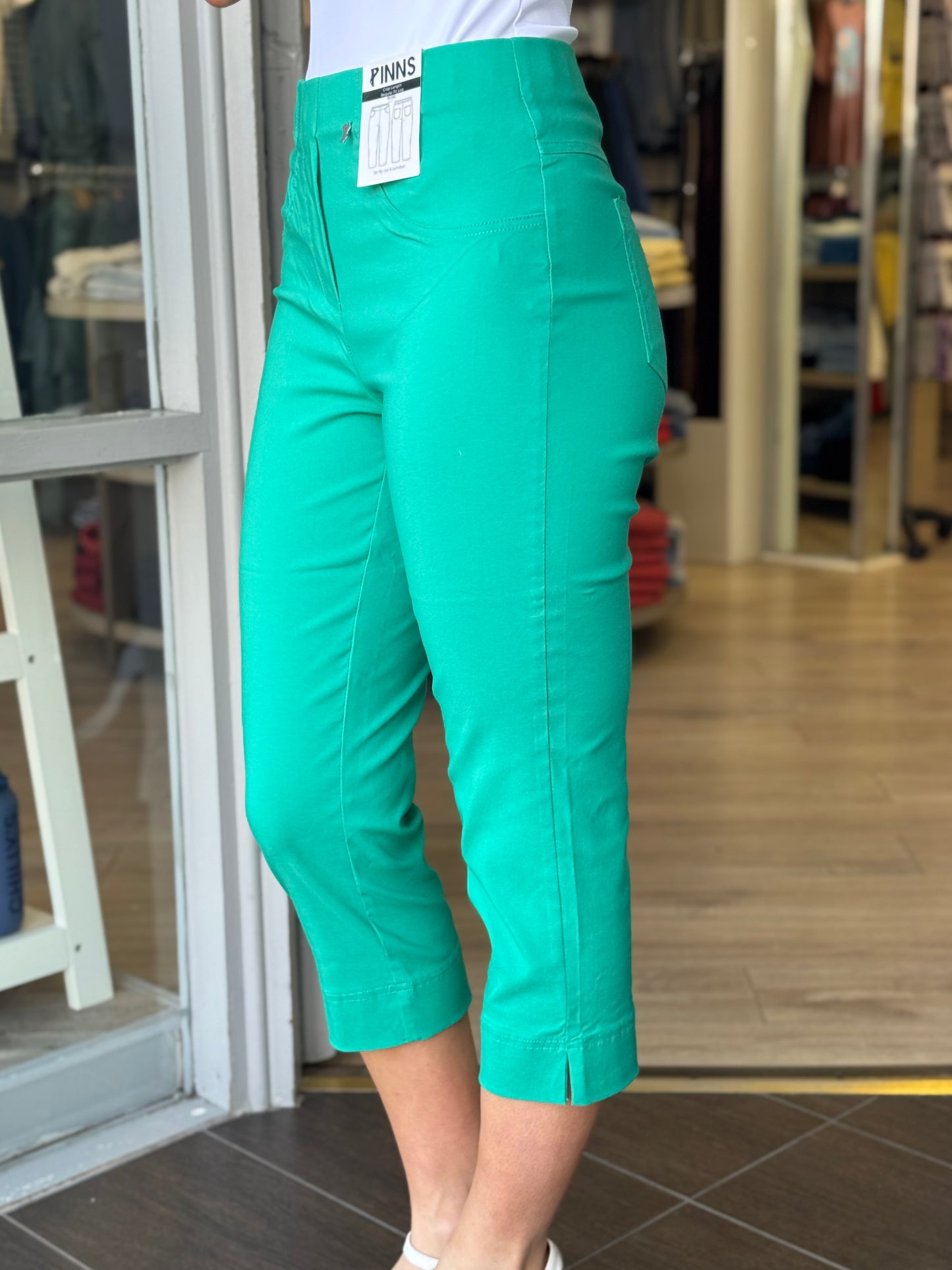 Pinns Rose Bengaline Crop Trouser - Emerald Green
