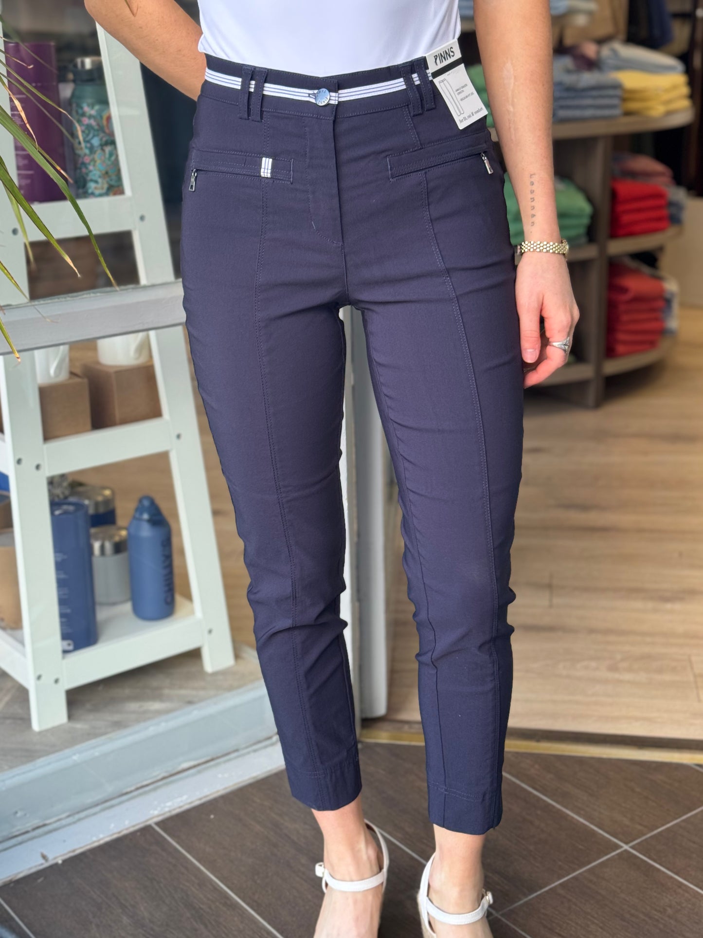 Pinns Ankle Grazer With Waist Band Feature - Navy