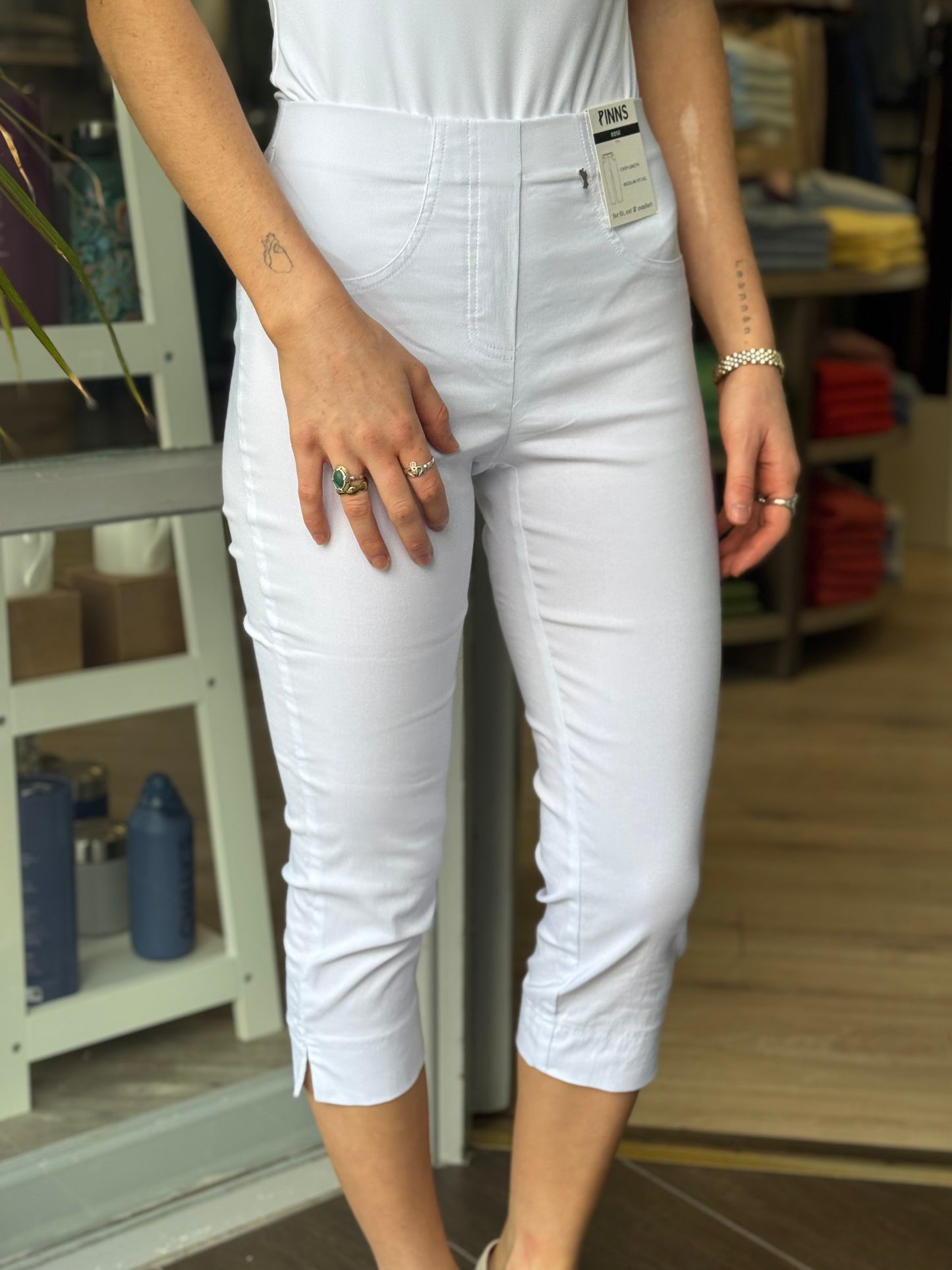 Pinns Buttercup Slim Bengaline Leg Ankle Grazer - White