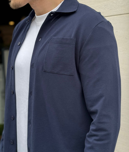 Casual Friday Edstorm Pique Cardigan - Navy