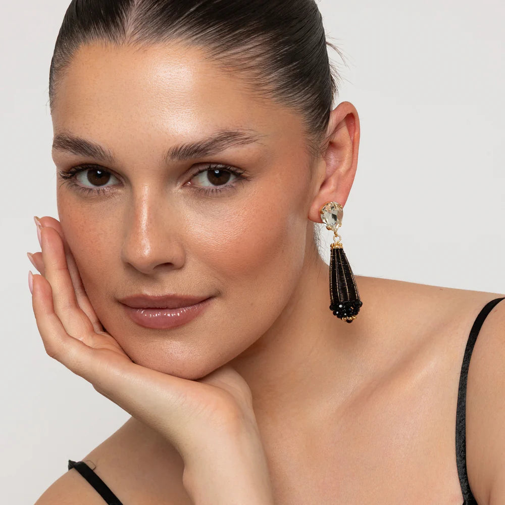 Knight & Day Anya Black Drop Earring