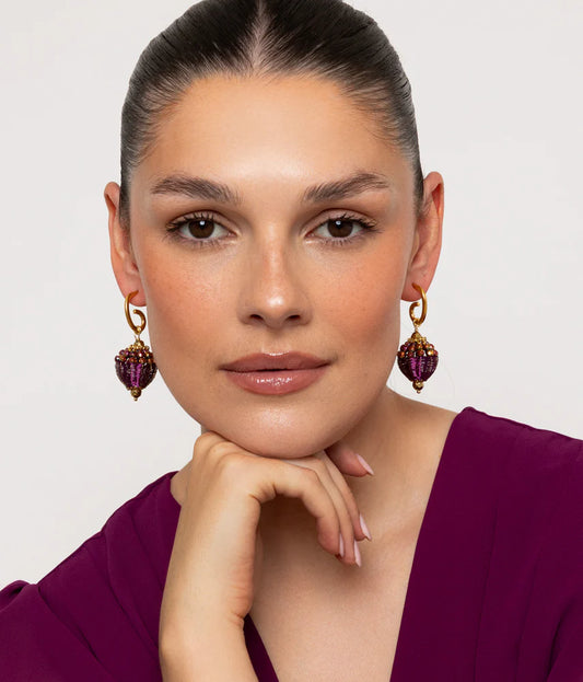 Knight & Day Alena Amethyst Gold Drop Earrings