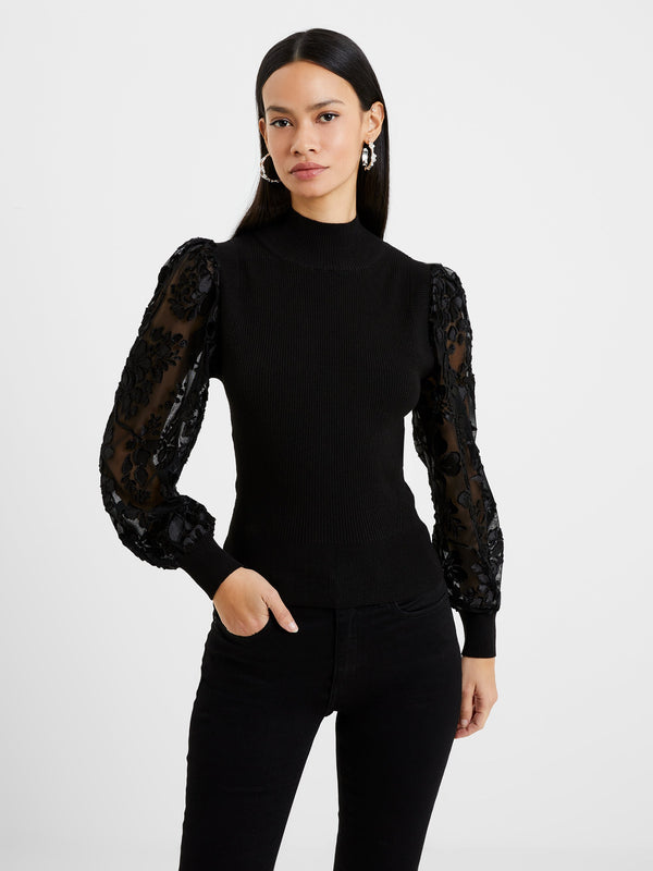French Connection Burnout Sleeves Jumper - Black