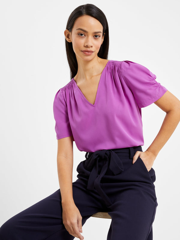 French Connection V-Neck Top - Dahlia