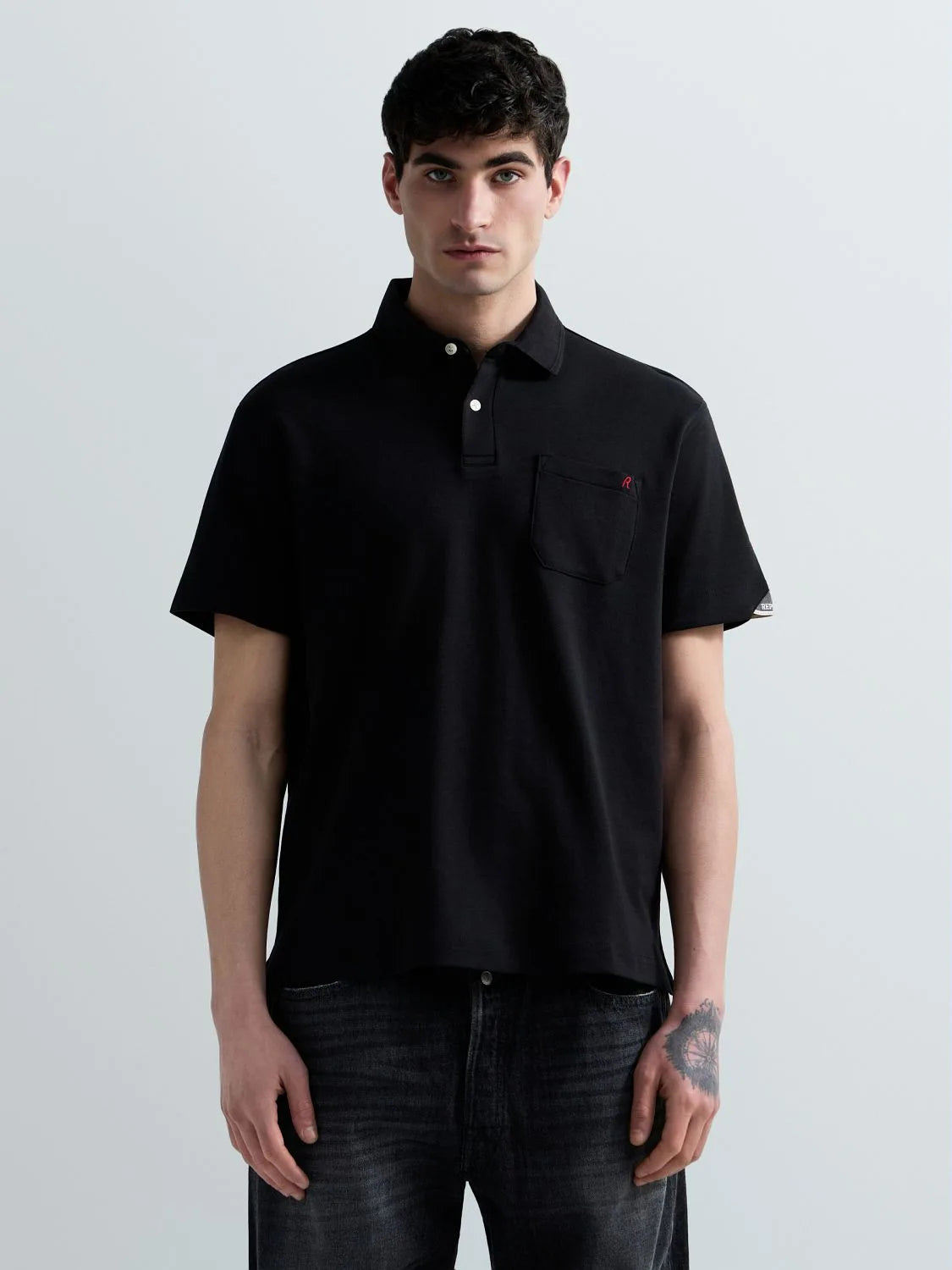 Replay Interlock Jersey Polo - Black