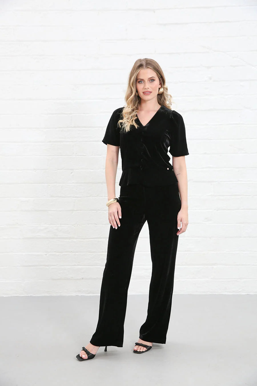 Rant & Rave Matilda Velvet Top - Black