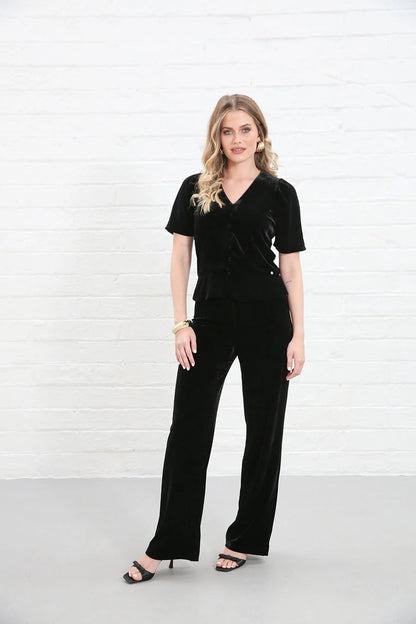 Rant & Rave Matilda Velvet Top - Black
