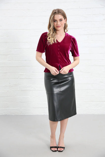 Rant & Rave Matilda Velvet Top - Pink