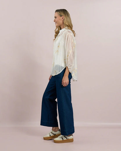 Deck Flower Blouse - White