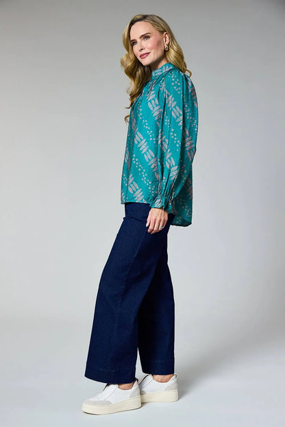 Deck Printed Blouse - Teal