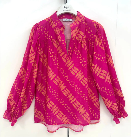 Deck Printed Blouse - Fuchsia
