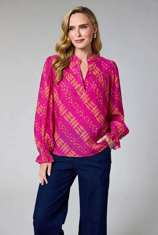 Deck Printed Blouse - Fuchsia