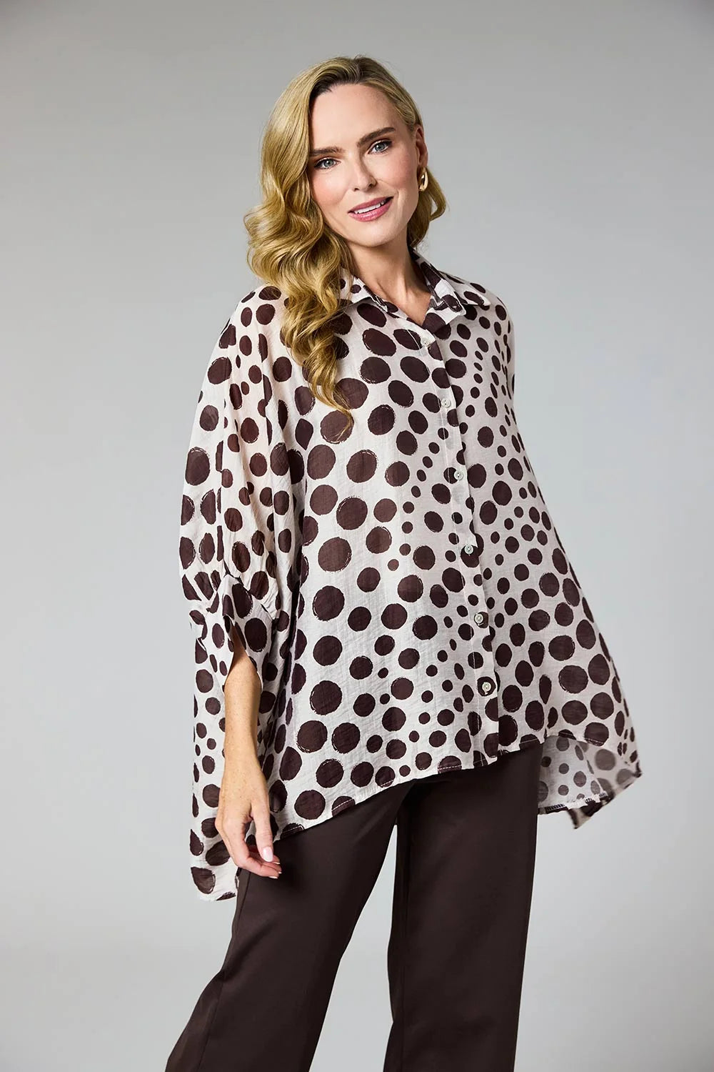 Deck Oversized Blouse - Choc Spot
