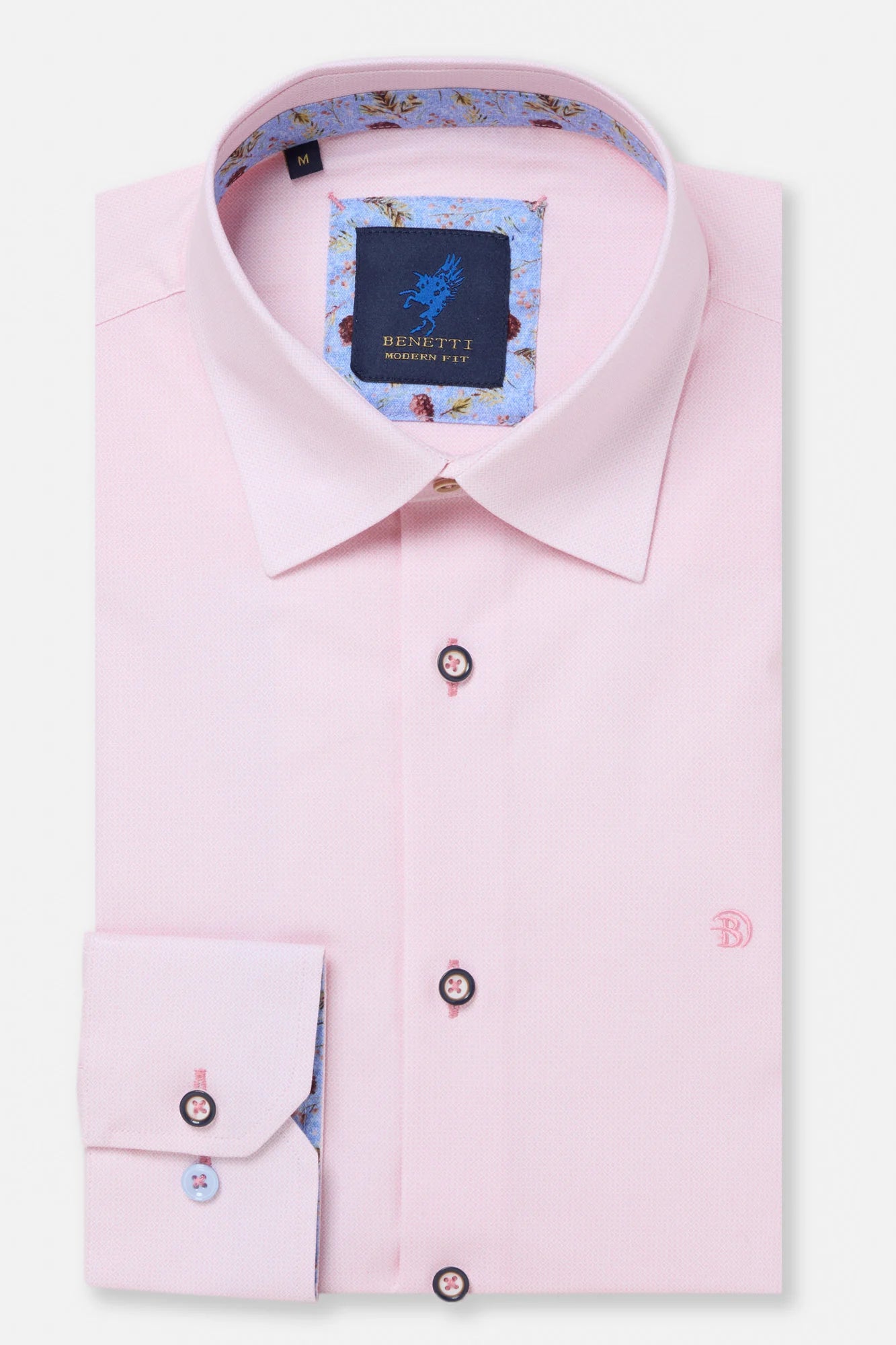 Benetti Arlo Long Sleeve Modern Fit Shirt - Pink