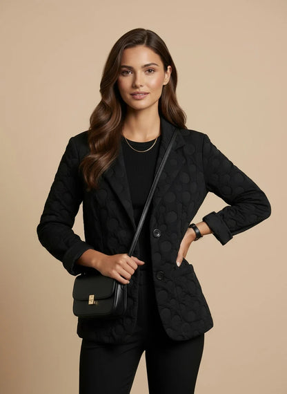 Deck Printed Polka Blazer - Black