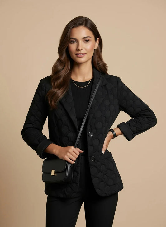 Deck Printed Polka Blazer - Black