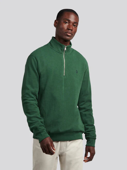U.S. POLO ASSN. French Rib 1/4 Funnel Neck Sweater - Pineneedle