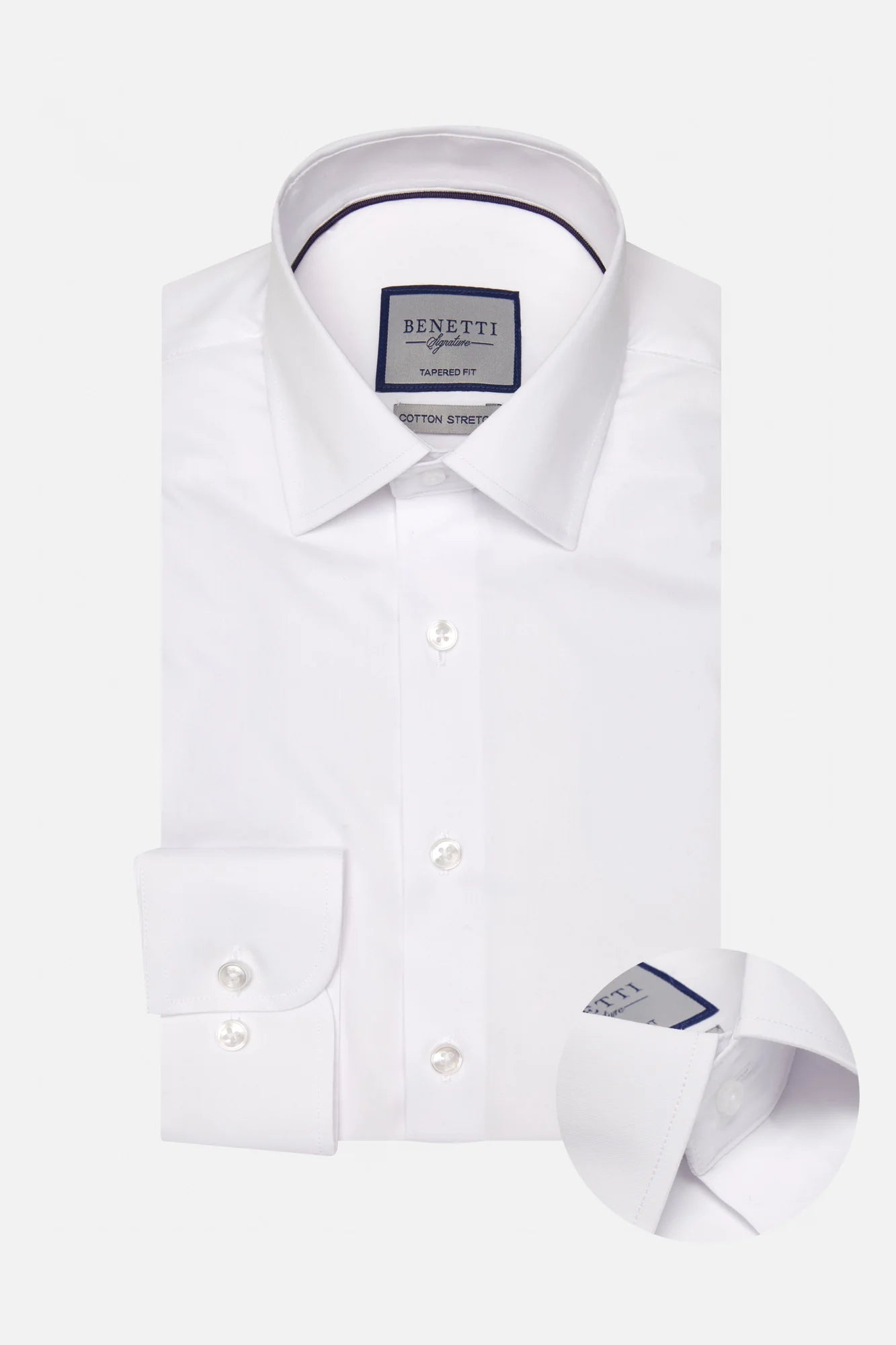 White dress shirt with collar and cuff on a white background