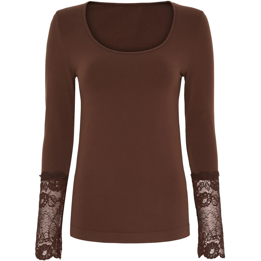 Tim & Simonsen Long Sleeve Mary Lace Blouse - Brown
