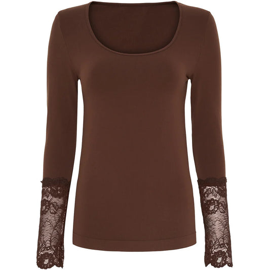 Tim & Simonsen Long Sleeve Mary Lace Blouse - Brown