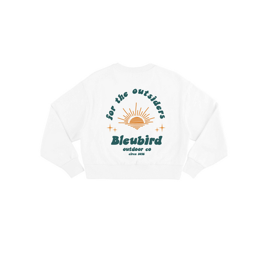 Bleubird Outsider Cropped Crew - White