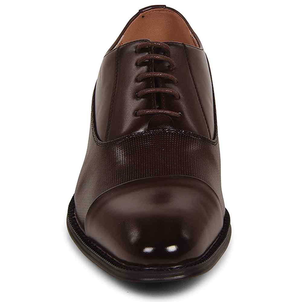 Goor Mens Formal Oxford Cap Tie Shoe - Dark Brown