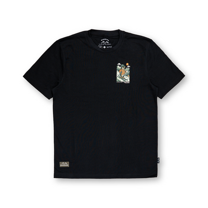 Dark gray polo shirt with green accents on a white background