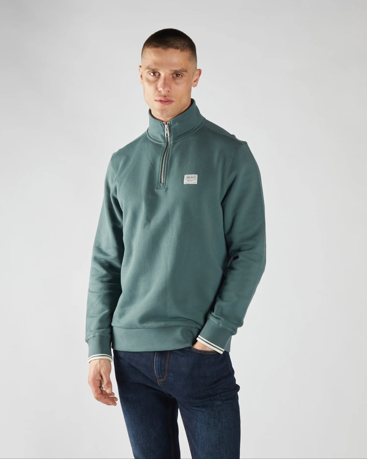 Diesel Presley Half Zip - Lawn Green