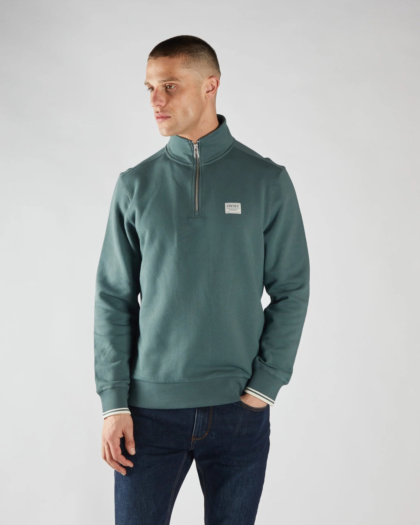 Diesel Presley Half Zip - Lawn Green