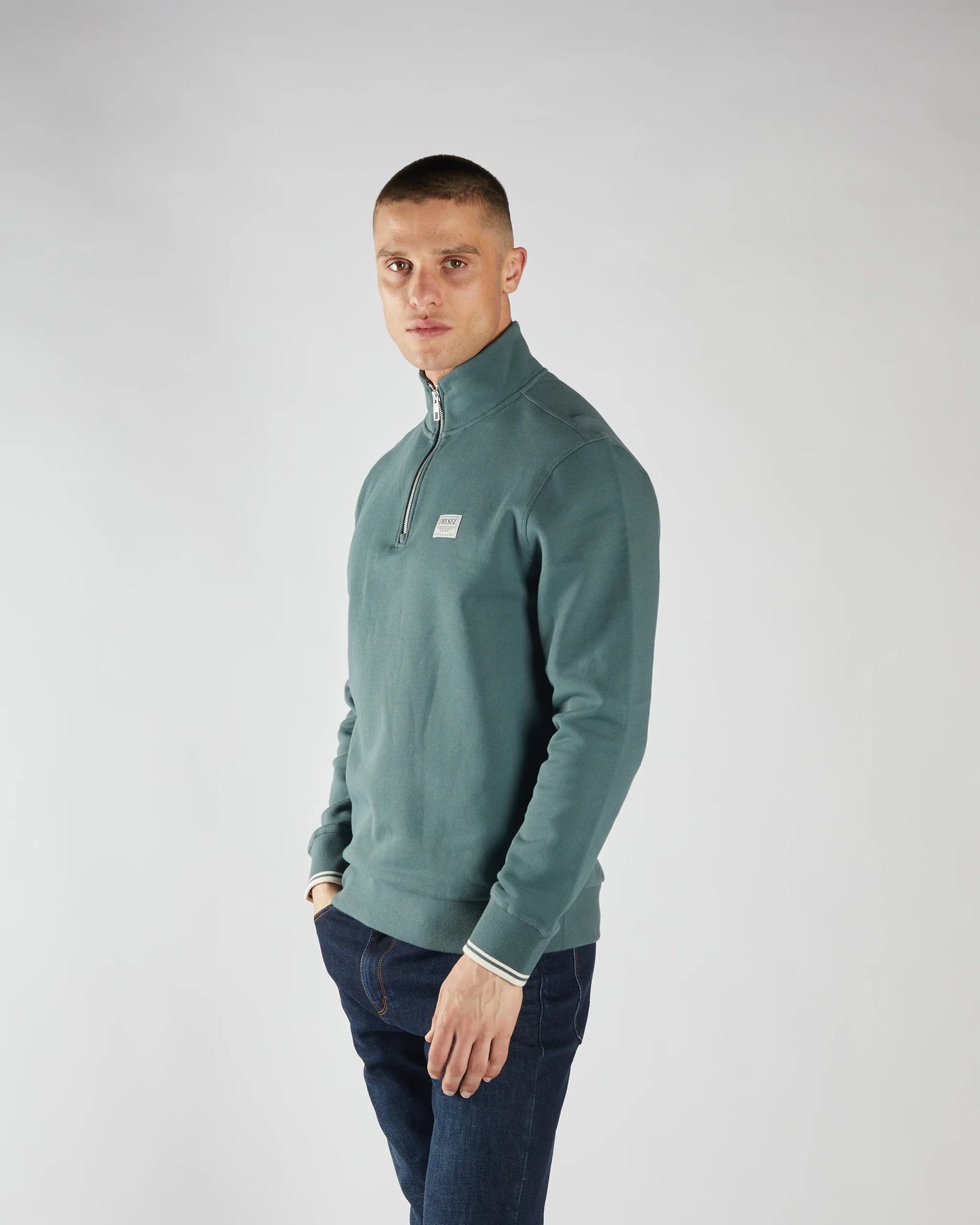 Diesel Presley Half Zip - Lawn Green